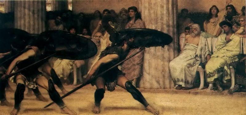 Sir Lawrence Alma-Tadema,OM.RA,RWS A Pyrrhic Dance Sir Lawrence Alma-Tadema oil painting picture